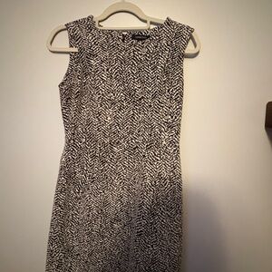 Lands’ End Elegant Black and White Patterned Dress- business professional